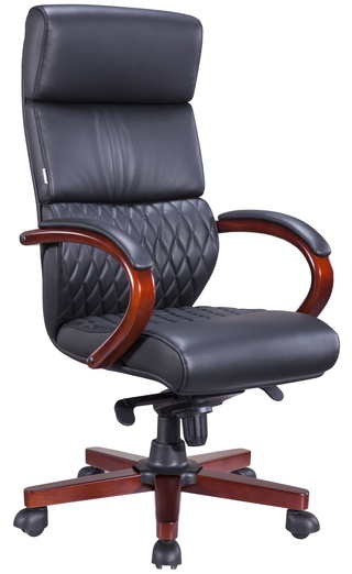 Кресло офисное President Wood, экокожа черная