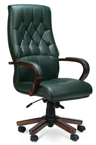 Кресло офисное Ботичелли, дерево/зеленая экокожа