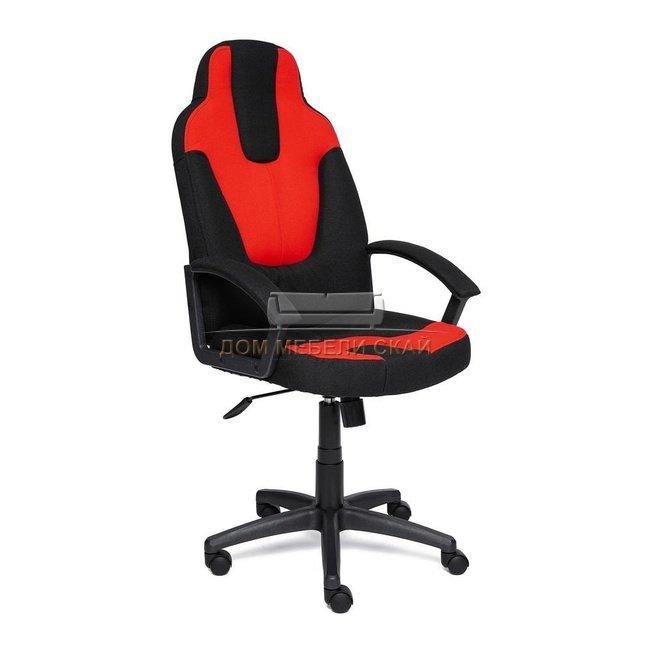 Кресло офисное Нео Neo 3, черная/красная рогожка
