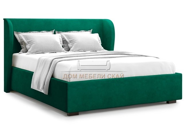 Кровать полутороспальная 140x200 Tenno без подъемного механизма, зеленый велюр velutto 33