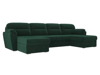 П-образный угловой диван Бостон, зеленый/велюр