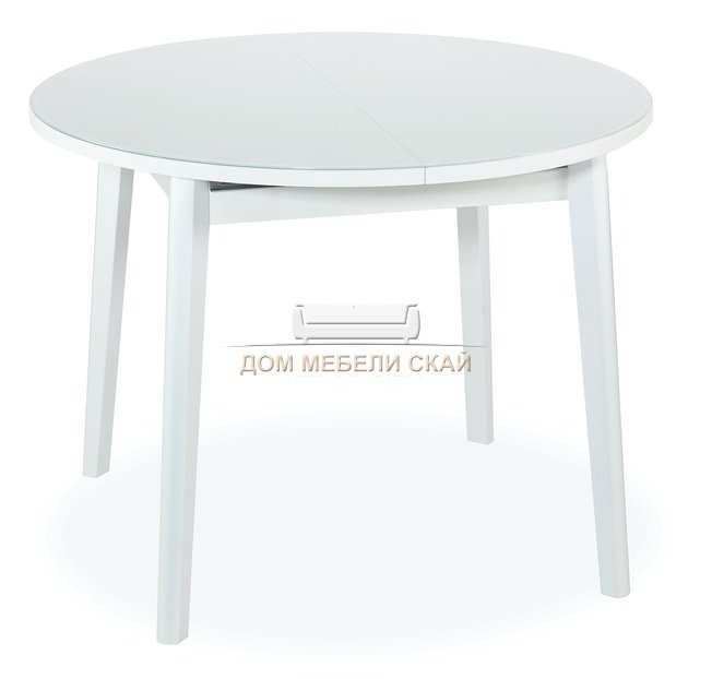 Стол обеденный круглый раздвижной RONDO, белый/стекло экстра белое