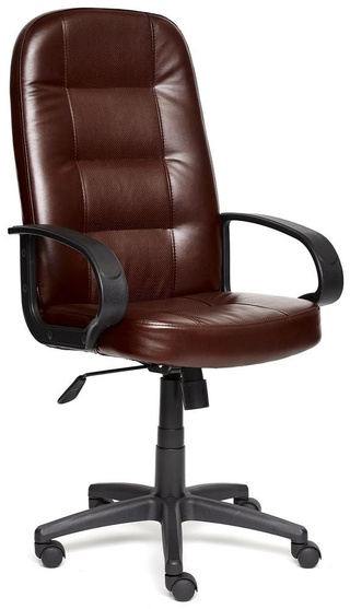 Кресло офисное Девон Devon, глянцевая коричневая перфорированная экокожа