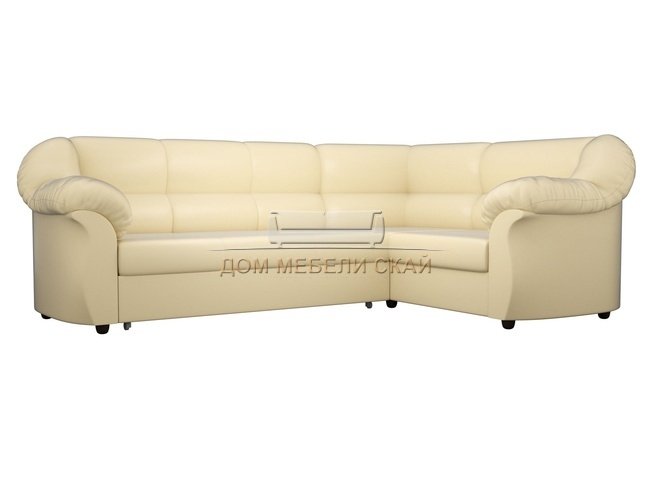 Угловой диван-кровать правый Карнелла, бежевый/экокожа