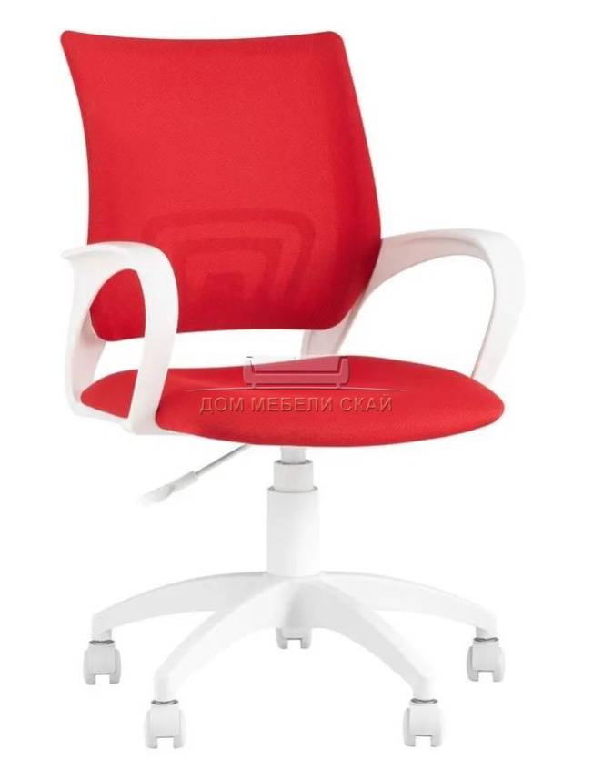 Кресло офисное TopChairs ST-BASIC-W, красная ткань крестовина белый пластик
