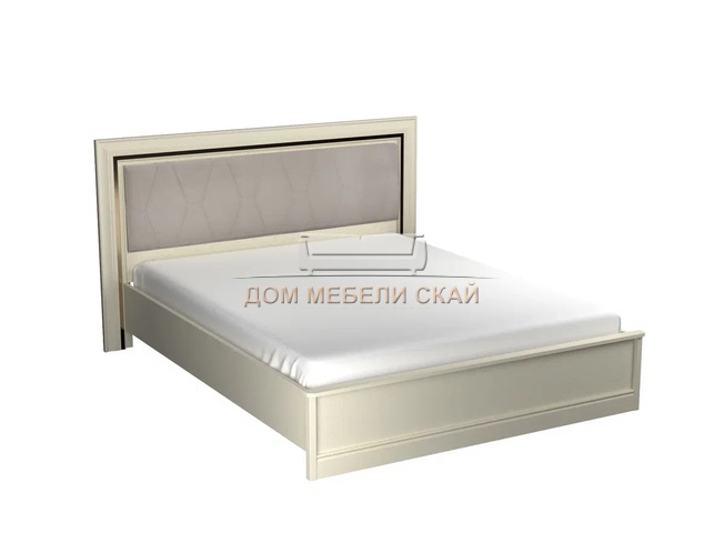 Кровать двуспальная 160x200 Сиена с мягкой спинкой, береза бежевая