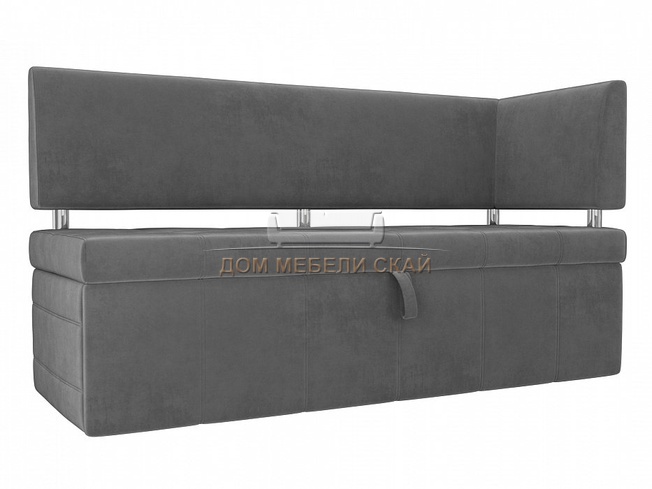 Кухонный диван Стоун с правым углом, серый велюр