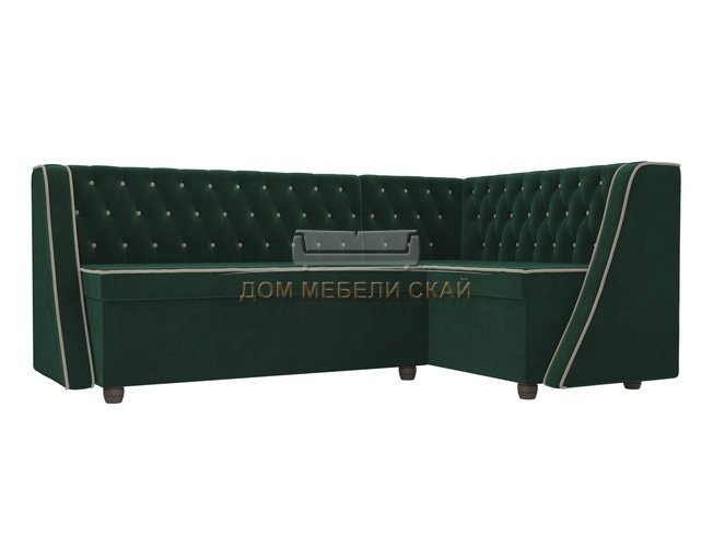 Кухонный угловой диван правый Лофт, зеленый/велюр