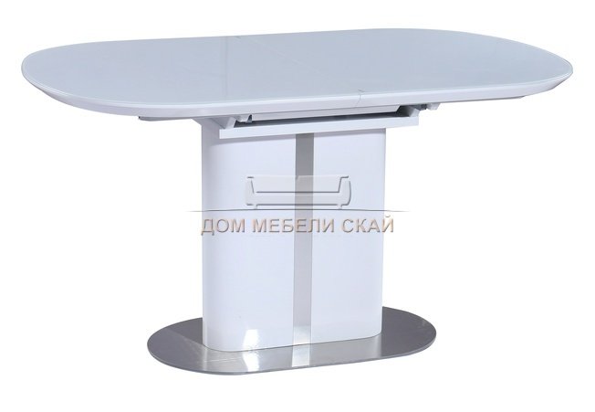 Стол обеденный раскладной DISCOVERY 140, белый лак со стеклом