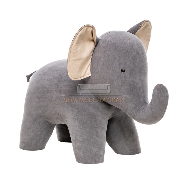 Пуф Leset Elephant, велюр серый Omega 04/компаньон велюр бежевый Omega 02