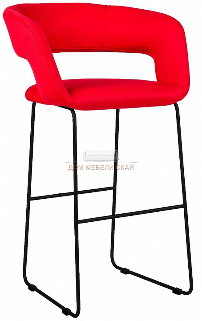 Стул-кресло полубарное Walter, велюровый красного цвета/линк черный