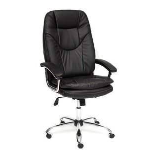 Кресло офисное Софт люкс Softy lux, черная натуральная кожа/черная экокожа