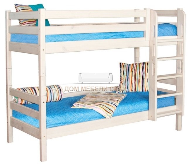 Двухъярусная кровать Соня с прямой лестницей, белый полупрозрачный