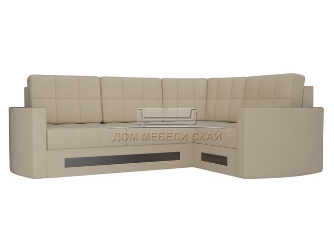 Угловой диван-кровать правый Белла, бежевый/экокожа