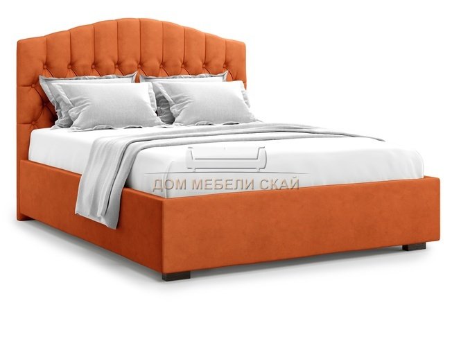 Кровать полутороспальная 140x200 Lugano без подъемного механизма, оранжевый велюр velutto 27