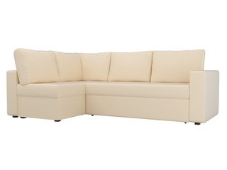 Угловой диван-кровать левый Оливер, бежевый/экокожа
