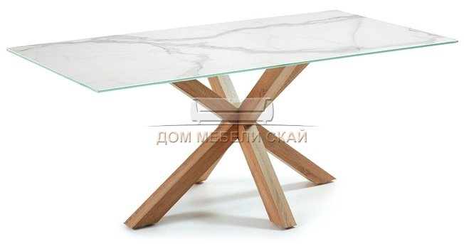 Стол обеденный Arya 180x100, фарфор Kalos Blanc