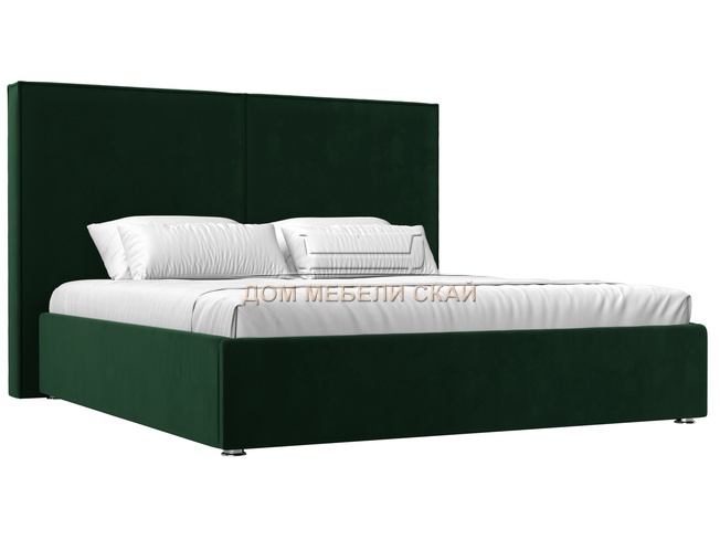 Кровать двуспальная 160x200 Аура с ПМ, зеленый велюр