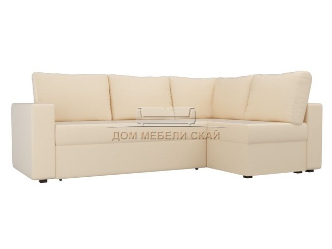 Угловой диван-кровать правый Оливер, бежевый/экокожа