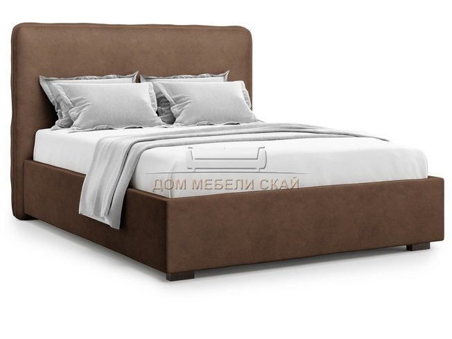 Кровать полутороспальная 140x200 Brachano без подъемного механизма, шоколадный велюр velutto 23