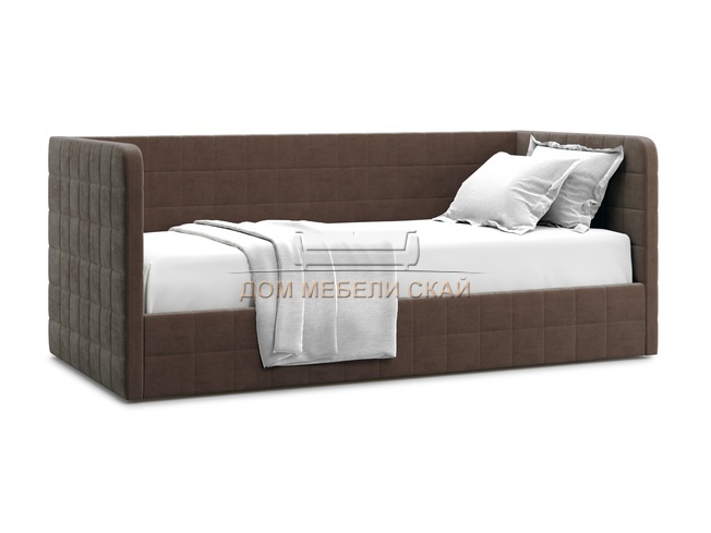 Кровать-кушетка мягкая Brenta 120x200 с ПМ, шоколадный велюр velutto 23