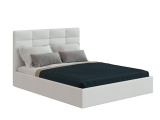 Кровать двуспальная 160х200 Соната с ПМ, белая экокожа