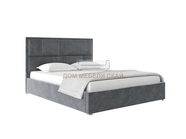 Кровать полутороспальная 140х200 MADISON с ПМ, велюр серый