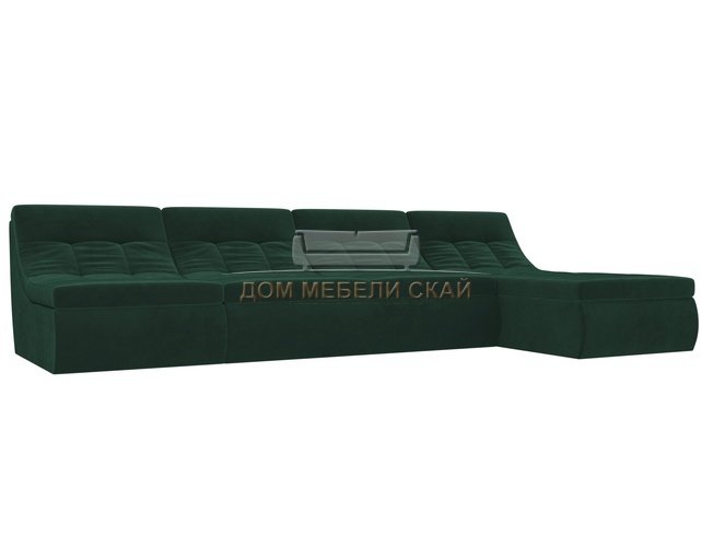 Угловой модульный диван-кровать правый Холидей, зеленый/велюр