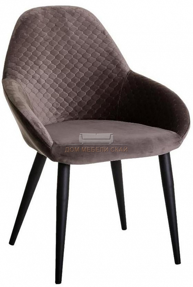 Стул-кресло Kent, велюровый серо-коричневого цвета/черный