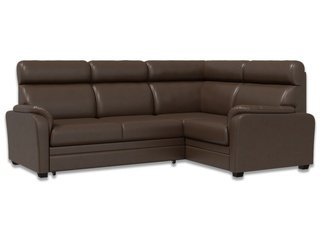 Угловой диван-кровать Омега 3-1, коричневая экокожа