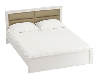 Кровать двуспальная 160x200 Элана с мягкой спинкой, бодега белая