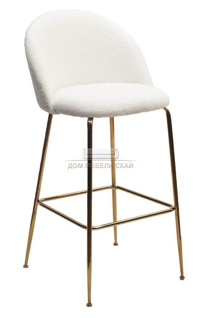 Барный стул GLADE, искусстенный мех белый NINI-01 teddy/золотой каркас