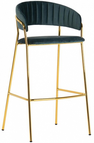 Кресло барное Portman Malachite, бархат зеленого цвета/золото