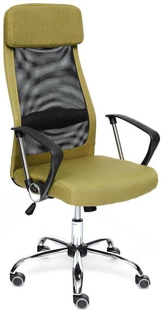 Кресло офисное Профит PROFIT, зеленая рогожка/черная сетка