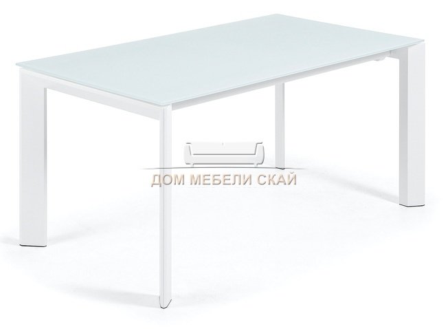 Стол обеденный раздвижной Atta 160(220)x90 белый, белое стекло CC0180C05
