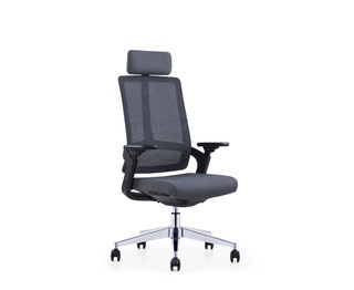 Кресло офисное Napa aluminium, черный пластик/серая сетка/серая ткань/алюминий база