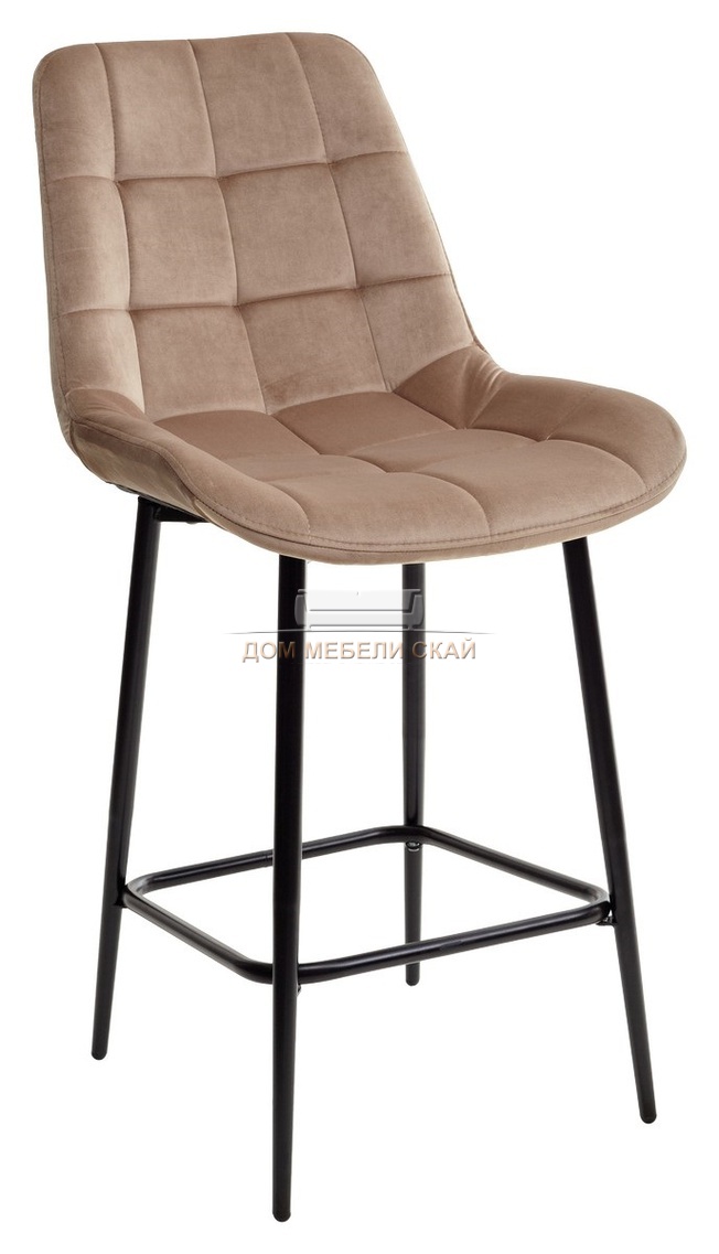 Полубарный стул ХОФМАН, велюровый светло-коричневого цвета B-06/черный