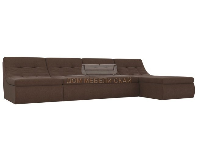 Угловой модульный диван-кровать правый Холидей, коричневый/рогожка