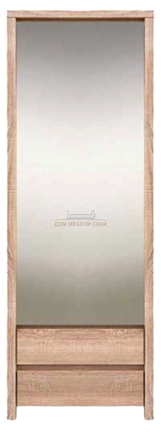 Шкаф для одежды с зеркалом и вешалкой Каспиан SZF1D2SP, дуб сонома
