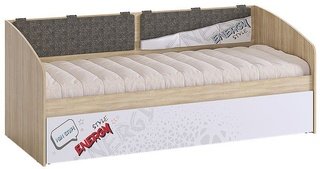 Кровать Энерджи 80x200 с выкатным спальным местом, дуб сонома/белый