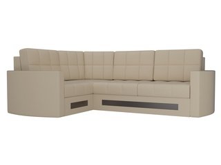 Угловой диван-кровать левый Белла, бежевый/экокожа