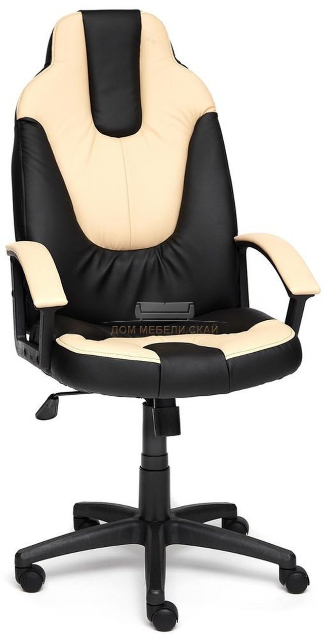 Кресло офисное Нео Neo 2, черная/бежевая экокожа