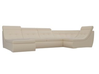 П-образный угловой диван Холидей Люкс, бежевый/экокожа