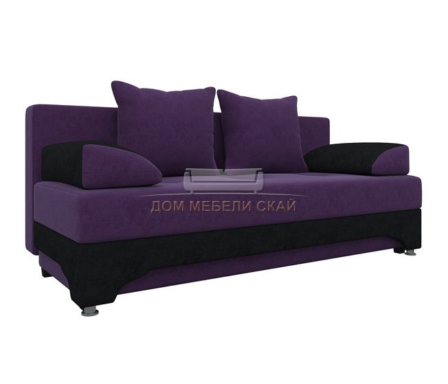 Диван-кровать Ник-2, фиолетовый/черный/микровельвет