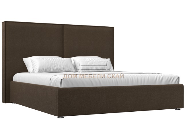 Кровать двуспальная 160x200 Аура с ПМ, коричневая рогожка