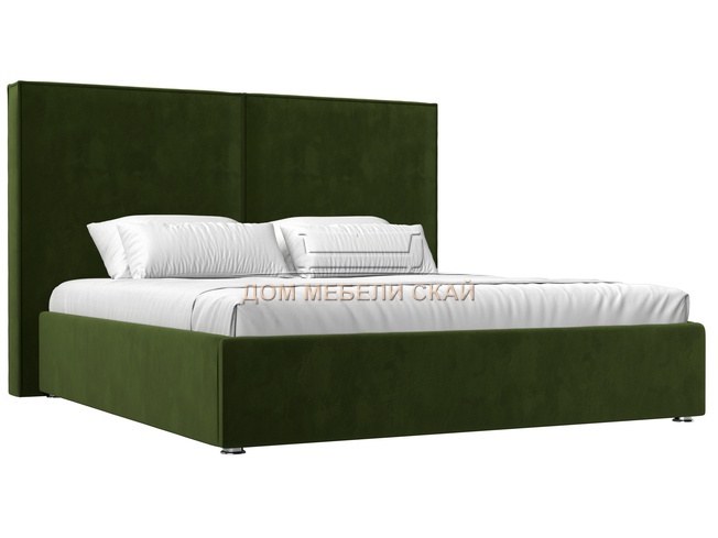 Кровать двуспальная 160x200 Аура с ПМ, зеленый микровельвет