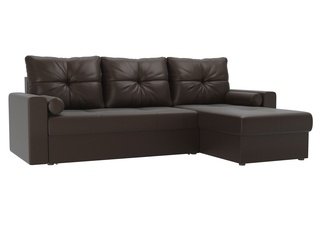 Угловой диван-кровать правый Верона, коричневый/экокожа
