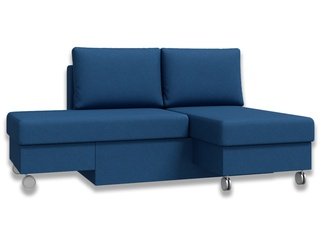 Угловой диван-кровать Лира трансформер, синяя рогожка