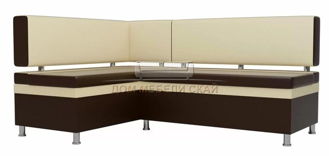 Кухонный угловой диван левый Стайл, коричневый/бежевый/экокожа