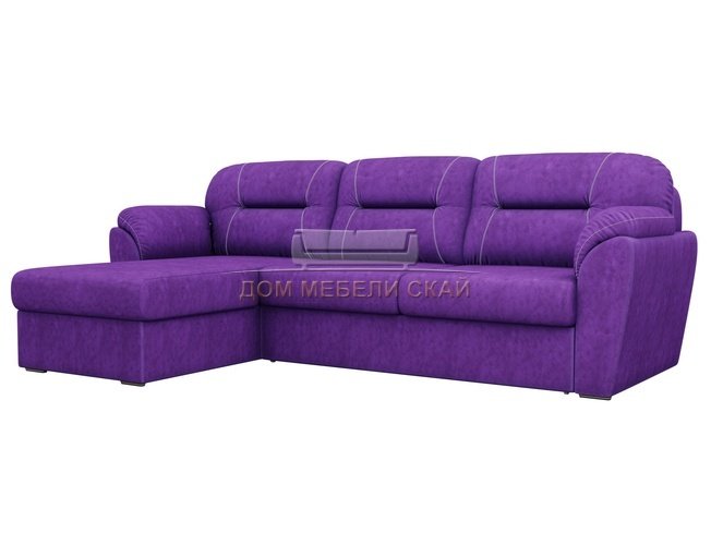 Угловой диван-кровать левый Бостон, фиолетовый/велюр